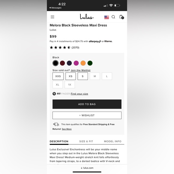 *NEW* Lulus Melora Black Sleeveless Maxi - L + Med- Bridesmaid Dress - Sold out - Picture 2 of 6